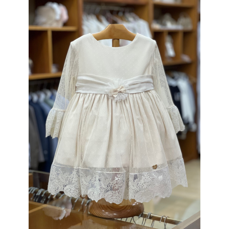 VESTIDO TUL PLUMETI BEIGE